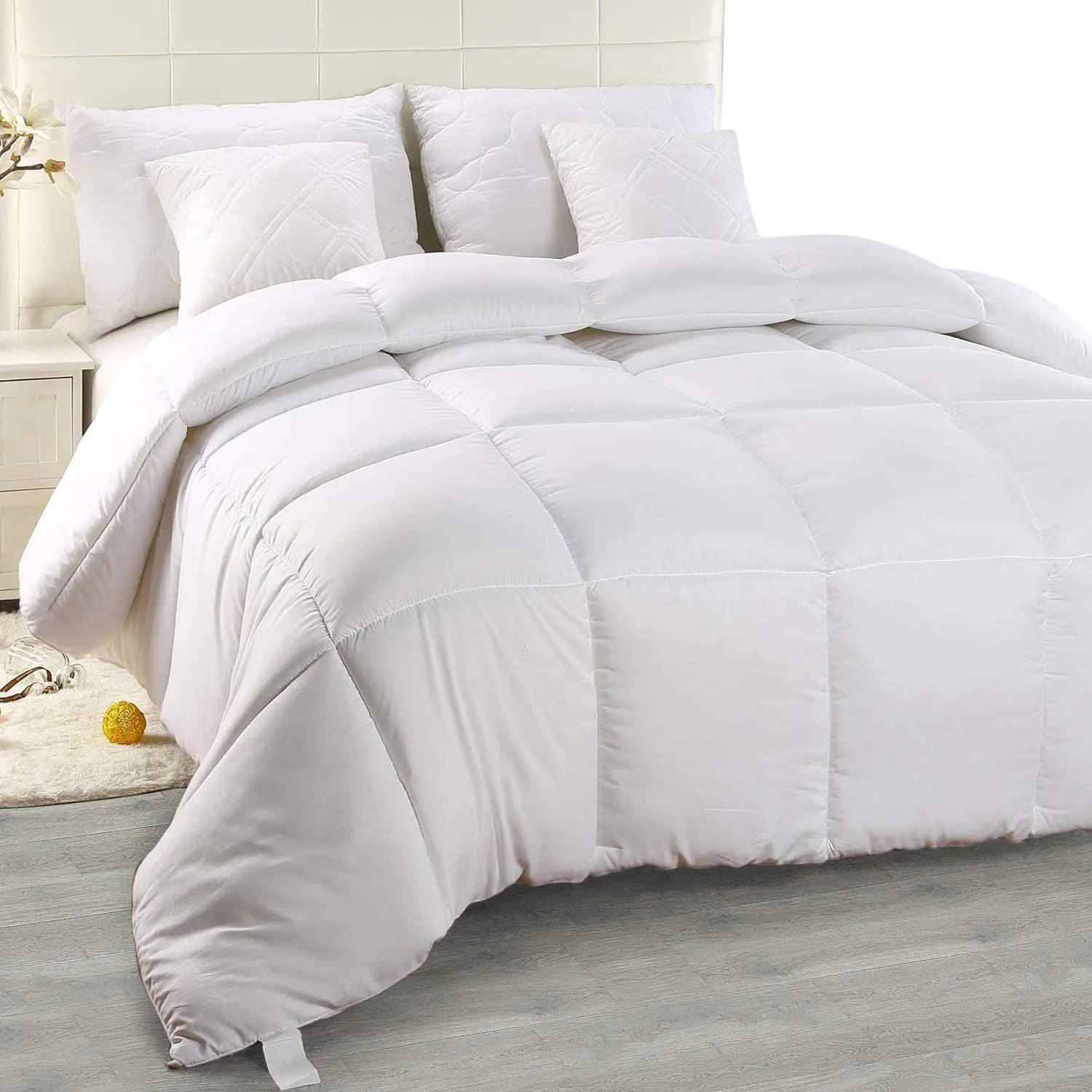 Utopia Bedding - Juego de edredón de 3 piezas (Queen/matrimonial, blanco)  con 2 fundas de almohada - Edredones de plumón alternativos para cama Queen
